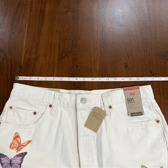 Levi’s 501 Give Me Butterflies High Rise Cut Off Denim Shorts Size 34 - Picture 9 of 10